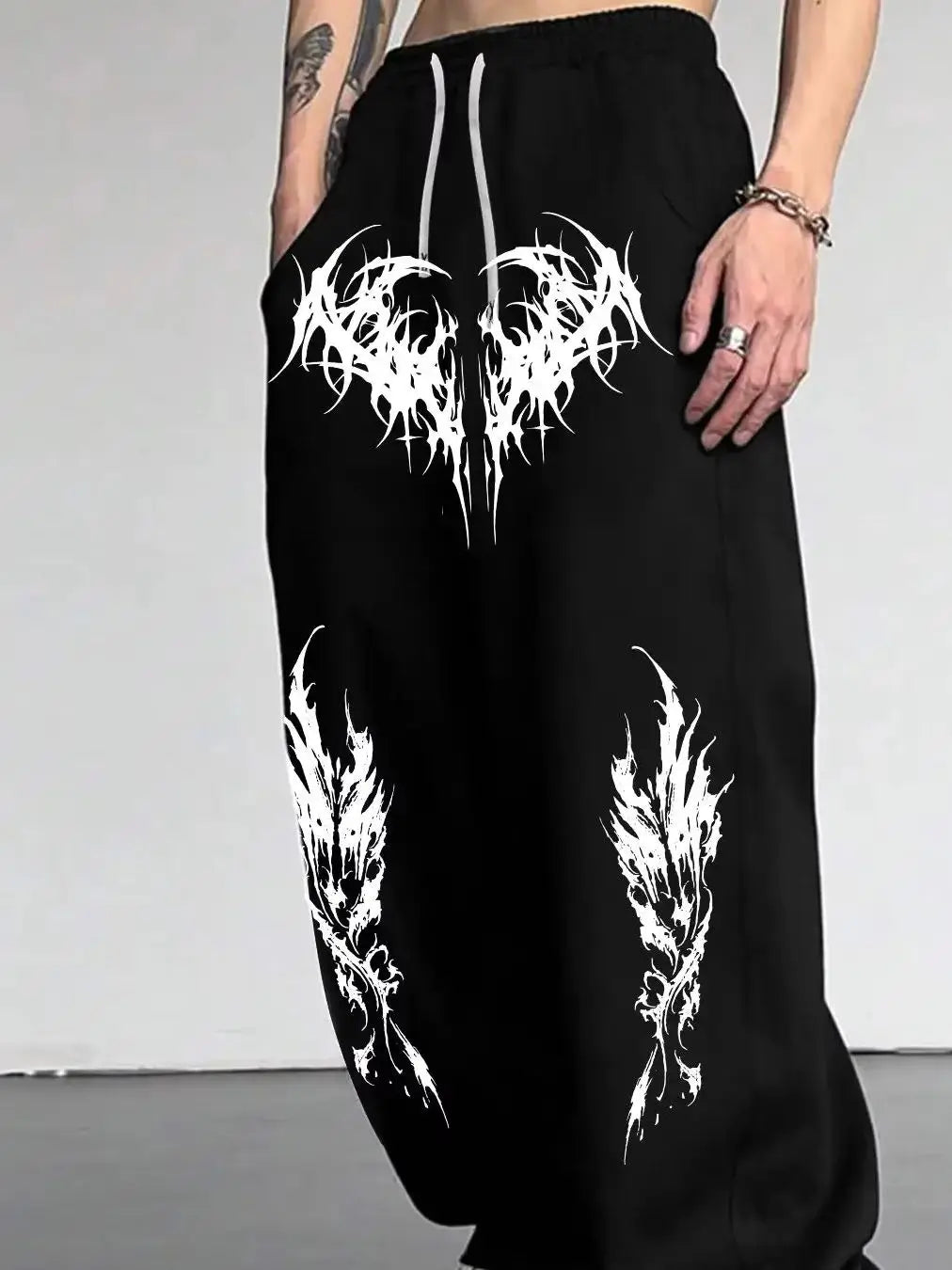 Gothic dark style men's casual sports jogging pants fashion trend sports long wide leg pants men clothing baggy pants