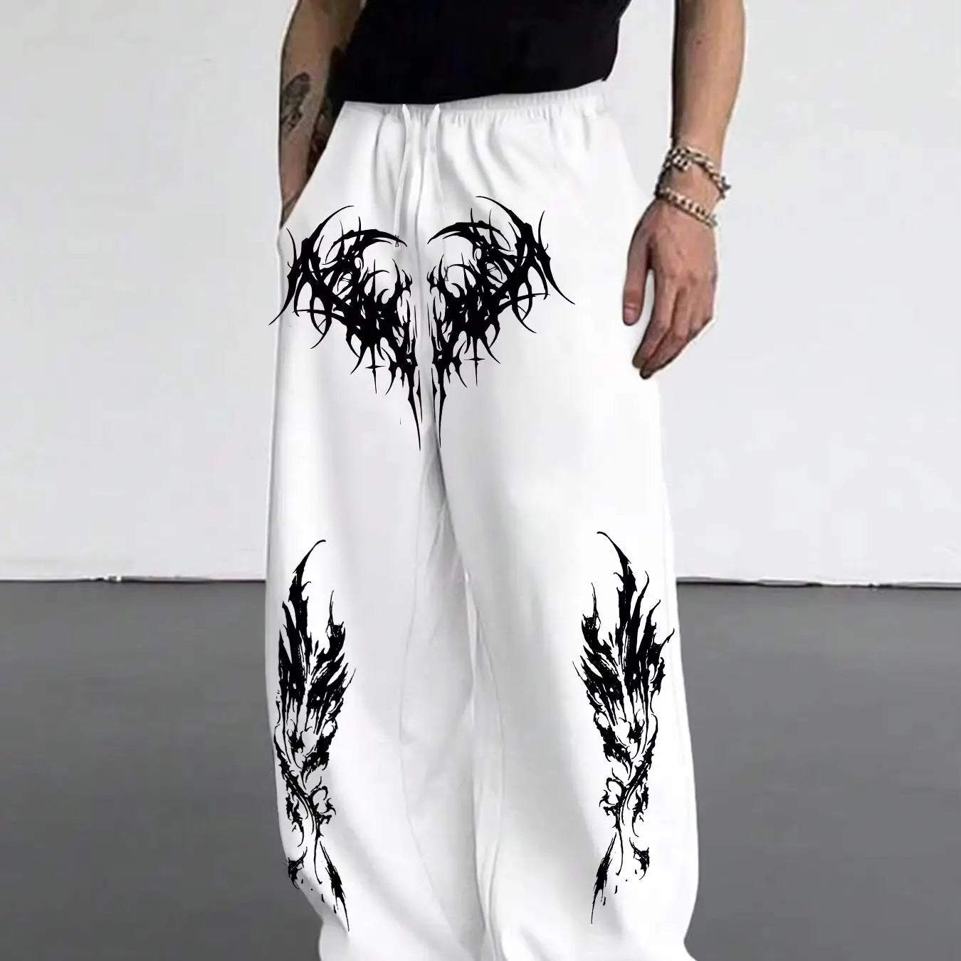 Gothic dark style men's casual sports jogging pants fashion trend sports long wide leg pants men clothing baggy pants