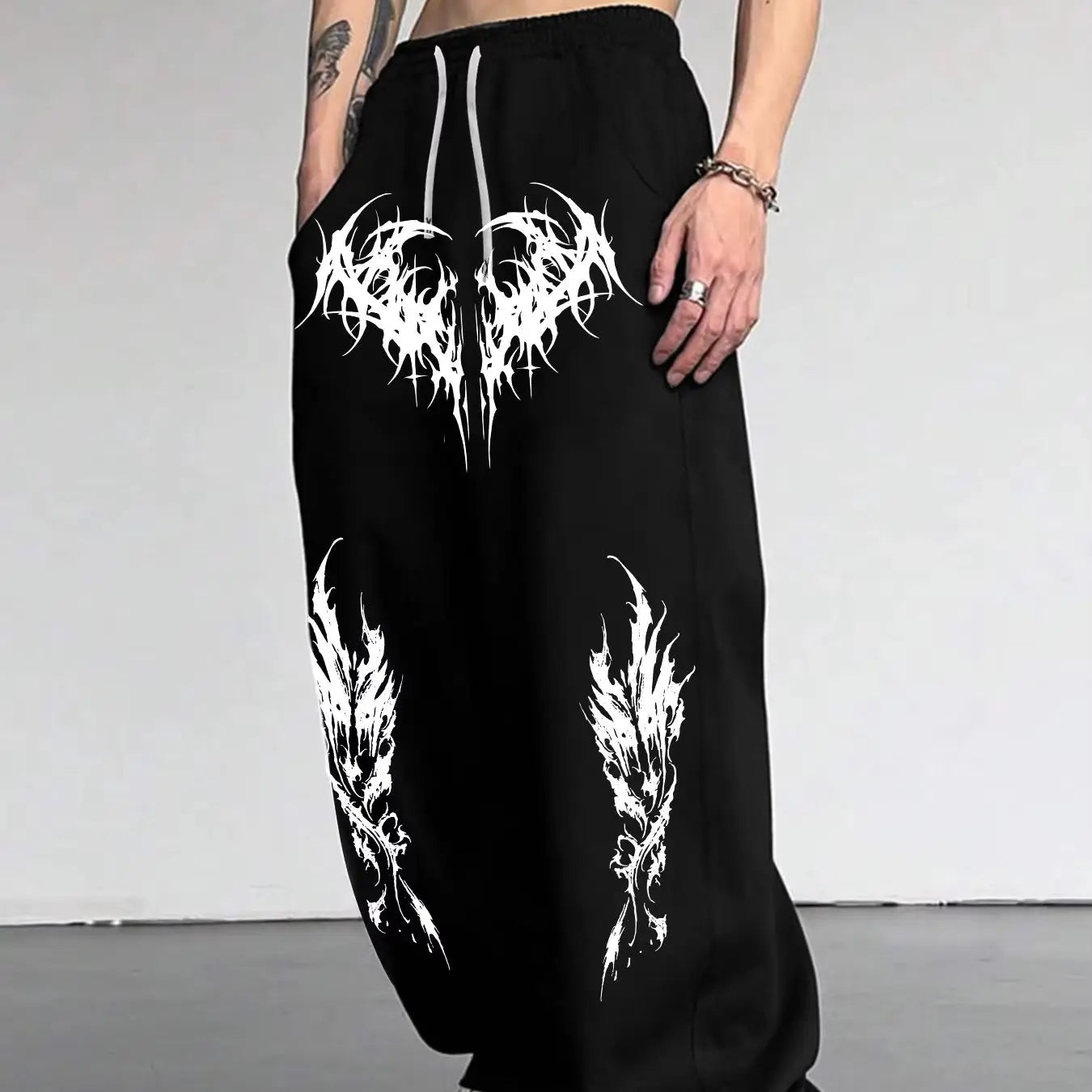 Gothic dark style men's casual sports jogging pants fashion trend sports long wide leg pants men clothing baggy pants