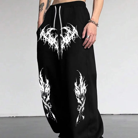 Gothic dark style men's casual sports jogging pants fashion trend sports long wide leg pants men clothing baggy pants